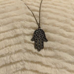 Vintage silver Hamsa charm necklace.